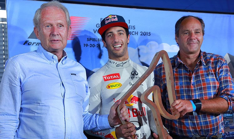 Helmut Marko, Daniel Ricciardo und Gerhard Berger © leadersnet.at/Langegger
