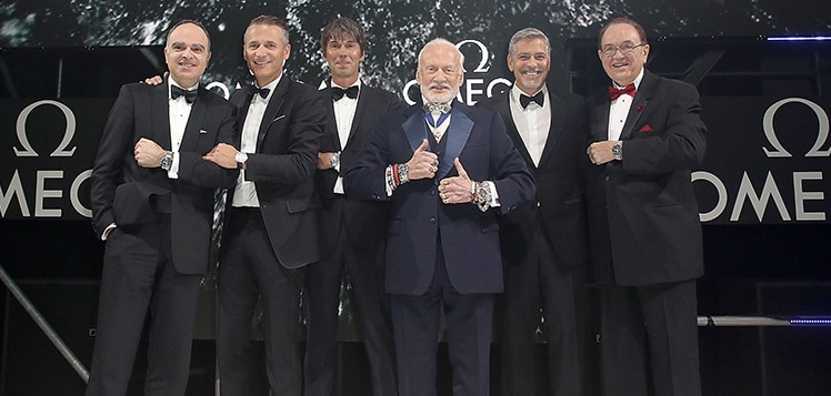 Petros Protopapas, Raynald Aeschlimann, Brian Cox, 
Buzz Aldrin, George Clooney, Jim Ragan
 (c)  Omega