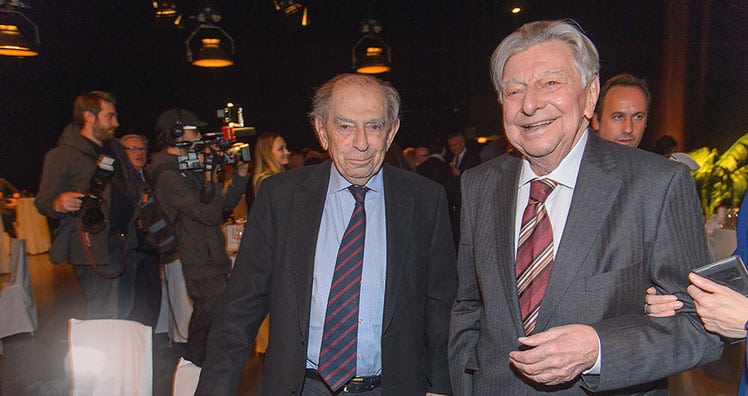 Hugo Portisch mit Paul Lendvai bei einer Feier anlässlich seines 90. Geburtstags im ORF-Zentrum im Jahr 2017 © Andreas Tischler