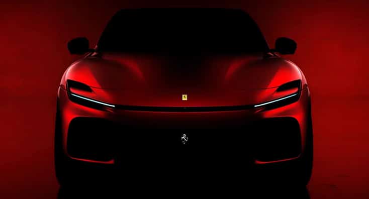Mit diesem Teaserbild hat Ferrari den Purosangue angekündigt ©Ferrari