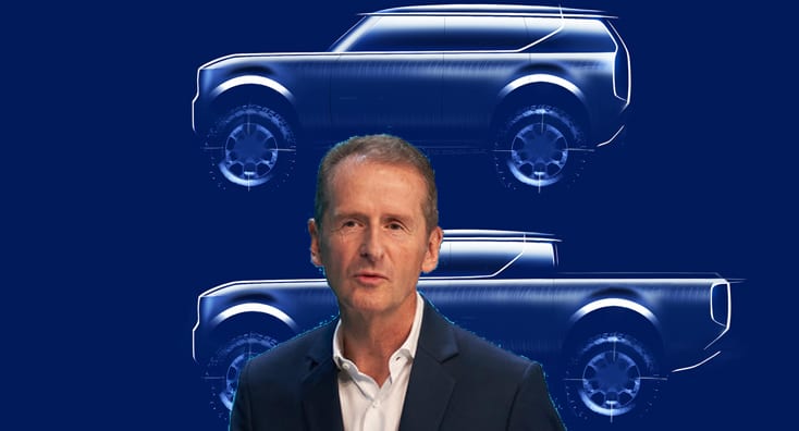 VW-Chef Herbert Diess gründet die Marke "Scout" für große elektrische SUVs und Pick-ups © Volkswagen AG (Montage)