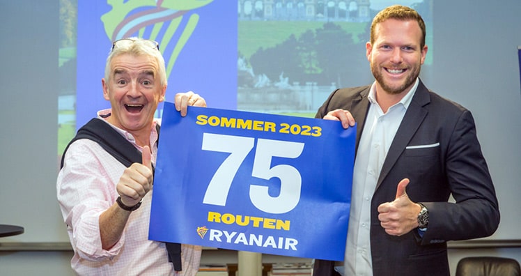 Geschäftsführer Michael O’Leary und Andreas Gruber, Sprecher von Ryanair in der DACH Region, haben große Pläne © LEADERSNET/D. Mikkelsen