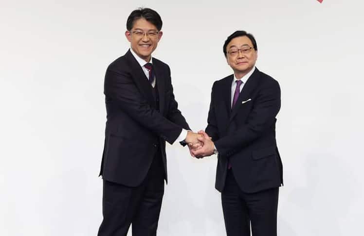 Koji Sato (links), Präsident und CEO Toyota Motor Corporation und Shunichi Kito, Representative Direktor, Präsident und CEO Idemitsu Kosan Co. Ltd. © Toyota