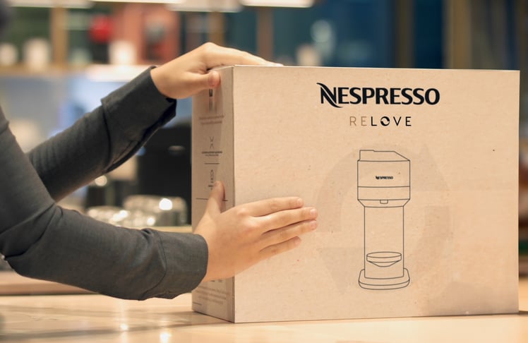 Im Sinne des Kreislaufgedankens werden mit dem neuen Relove Programm gebrauchte Kaffeemaschinen wiederaufbereitet. © Nespresso 