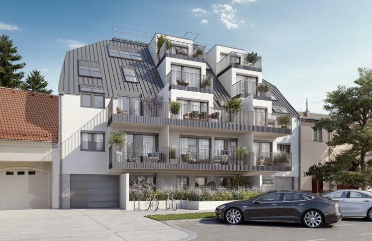 Wohnhausprojekt am Kagraner Platz feiert Dachgleiche. © VMF Immobilien GmbH