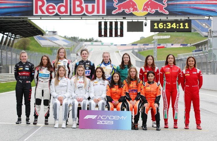 Die jungen Rennsport-Talente der F1 Academy © 2023 Formula One World Championship Limited via Getty Images