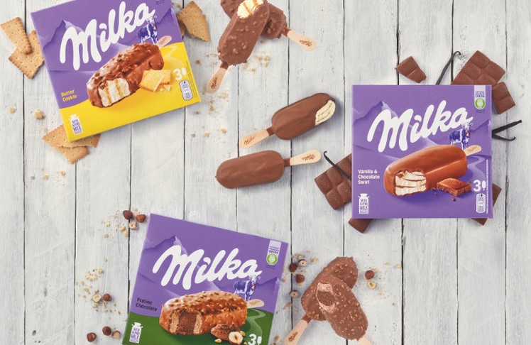 Die neuen Eis am Stiel von Milka sollen nicht nur bei Schokoladen-Fans für Genussmomente sorgen © Froneri