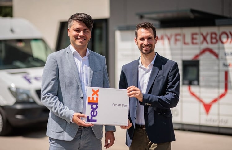 Andreas Bobes, Area Support Specialist Senior bei FedEx Express Austria GmbH (links) und Florian Hanglberger, Head of E-Commerce and Logistic Myflexbox © Alexander Müller