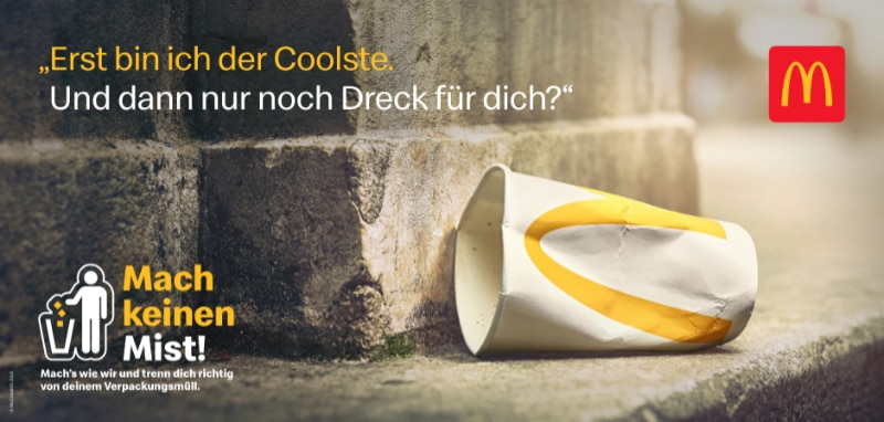 McDonald's "Mach keinen Mist" Kampagne Becher