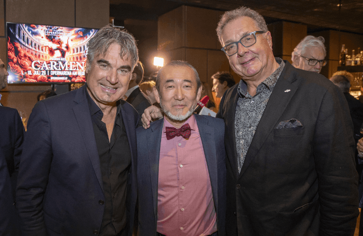 V.l.n.r.: Paul Gessl, Joji Hattori und Wolfgang Fischer