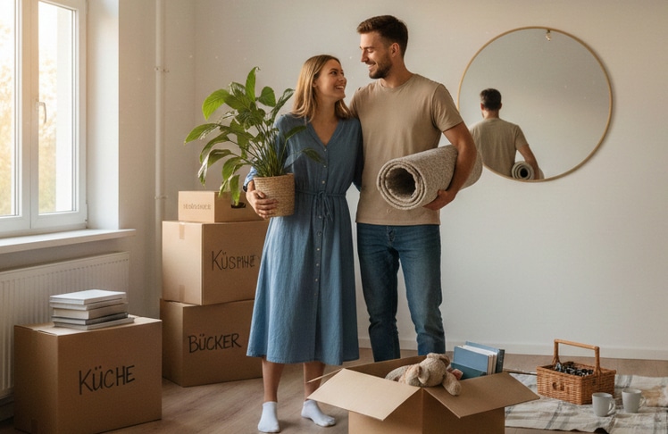 Zusammenziehen kann nicht nur finanzielle Vorteile bieten, sondern ist auch ein Ausdruck emotionaler Verbundenheit und Zukunftsorientierung. (Symbolbild) © KI-generiert mit Google Gemini