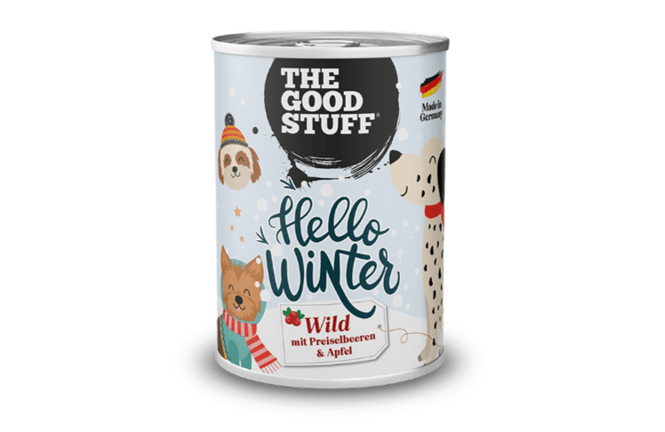 The Goodstuff holt gleich zwei winterliche Sorten ins Sortiment: "Wild mit Preiselbeeren & Apfel" für Hunde und...