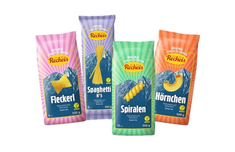 Recheis präsentiert neues Nudelsortiment im Retro-Gewand.