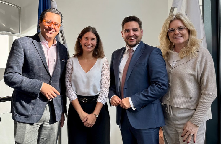V.l.n.r.: Anil Rai (Verband der Bahnindustrie), Silvia Polan (JTI Austria), Asdin El Habbassi (BusinessEurope) und Monica Rintersbacher (Leitbetriebe Austria).