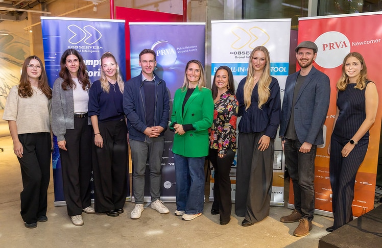 Stephan Ifkovits, Head of Marketing & Communications bei Observer (4.v.l.), stellte die Studienergebnisse beim "Talent Garden" des PRVA im Jo&Joe am Wiener Westbahnhof vor. © Krisztian Juhasz