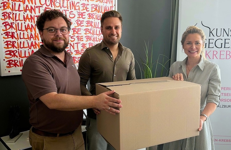 V.l.n.r.:  Tassilo Posch, Moritz Schäffner (CEOs Ontime Logistics) und Jennifer Christof (PR Consultant Brilliant Communications). © Brilliant Communications