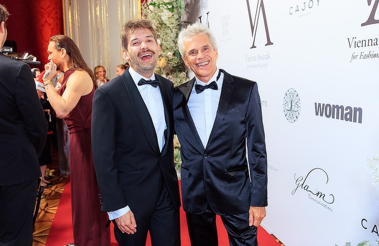 Der als "Austrian Entertainer of the Year" ausgezeichnete Michael Buchinger (l.) und Autor Thomas Brezina © LEADERSNET/ A. Felten