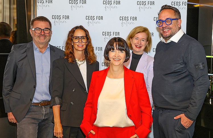 V.l.n.r.: Klaus Petraschka, geschäftsführender Gesellschafter von KPPK Ziviltechniker, Caroline Palfy, Baumeisterin und Geschäftsführerin von Loud4Planet Development, Renate Messner, CEO von SynerGIS, Birgit Kraft-Kinz, stellvertretende Obfrau von CEOs for Future GmbH, Martin Schiefer, Gründer und Partner von Schiefer Rechtsanwälte © LEADERSNET/G. Langegger