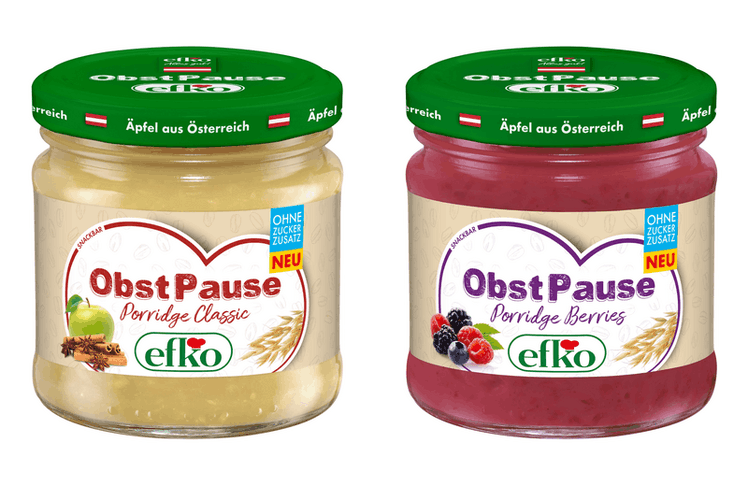 efko ergänzt sein ObstPause-Sortiment um zwei neue Sorten mit Hafer. 