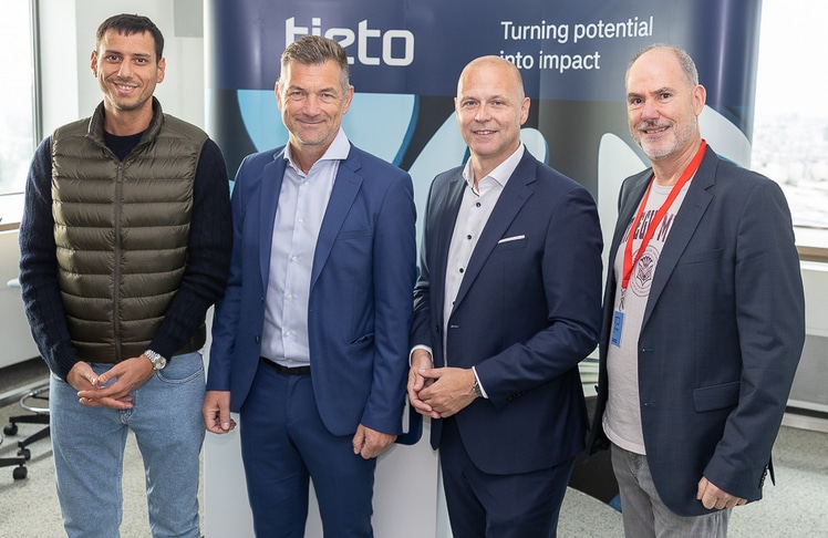 V.l.n.r.: Paul Bahoo (Enterprise Account Executive Switzerland & Austria bei Databricks), Lukas Keller (Head of Strategic Partnerships bei Tieto), Robert Kaup (CEO Tieto Austria & Head of Tieto Tech Consulting Central Europe) und Carsten Dehner (Head of Data & Analytics bei Vienna Insurance Group) © LEADERSNET/R. Brunhölzl