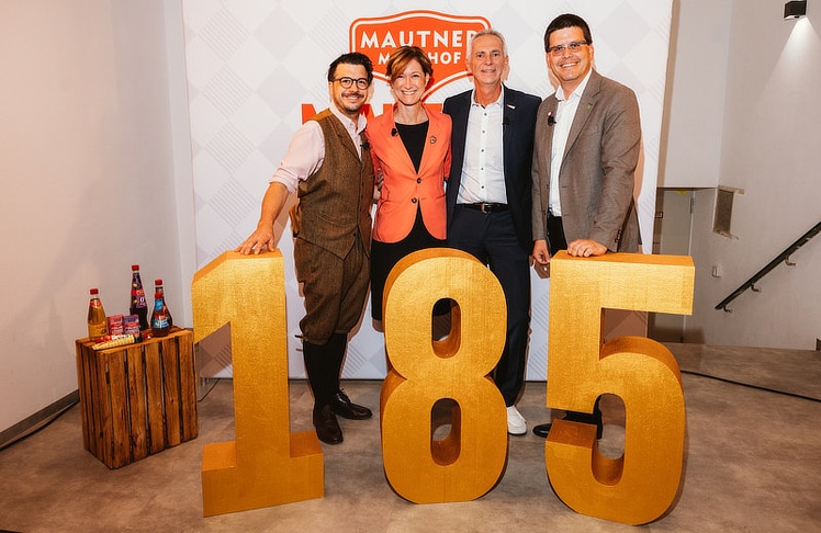 V.l.n.r.: Hartmuth Rameder (Gastronom und Obmann der Wirtshauskultur NÖ), Katharina Koßdorff (Fachverbandsgeschäftsführerin der WKO), Jürgen Brettschneider (Geschäftsführer der Mautner Markhof Feinkost GmbH) und Lorenz Mayr (designierter Präsident der Landwirtschaftskammer NÖ). © Florence Metzler