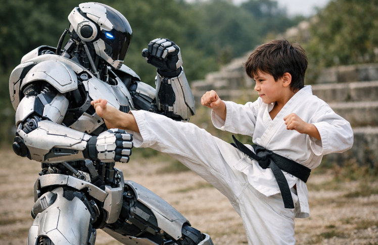Ein chinesischer Hersteller ließ seine Roboter im Rahmen einer Show gegen Kinder antreten. (Symbolbild)