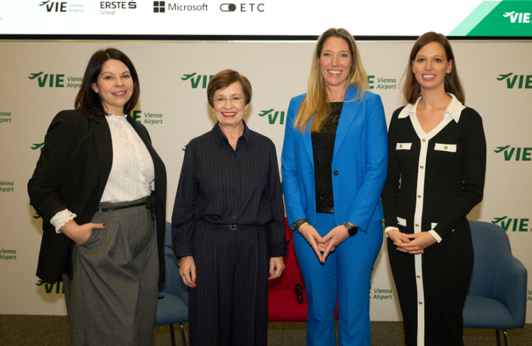 V.l.n.r.: Ingrid Heschl (Mitgründerin SGD und HR-Lead Microsoft Österreich), Österreichs First Lady Doris Schmidauer, Julia Katovsky (Wien Digital) und Doris Lippert (VÖSI-Präsidentin)