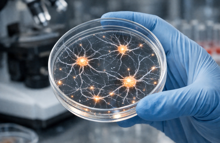 Die Forschenden züchteten rund 200.000 menschliche Neuronen in einer Petrischale und platzierten diese auf einem Mikrochip. (Symbolbild)