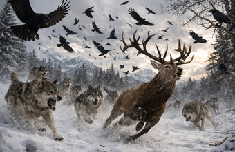 Wie Raben Wölfe bei der Nahrungssuche strategisch nutzen