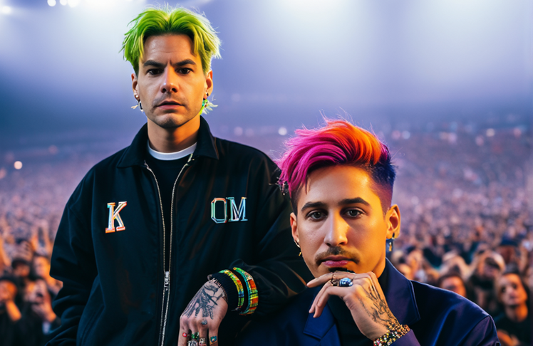 Mithilfe ihrer KI-Fotobox ließen sich Jürgen (l.) und Dennis in Rapper verwandeln. © biteme.digital