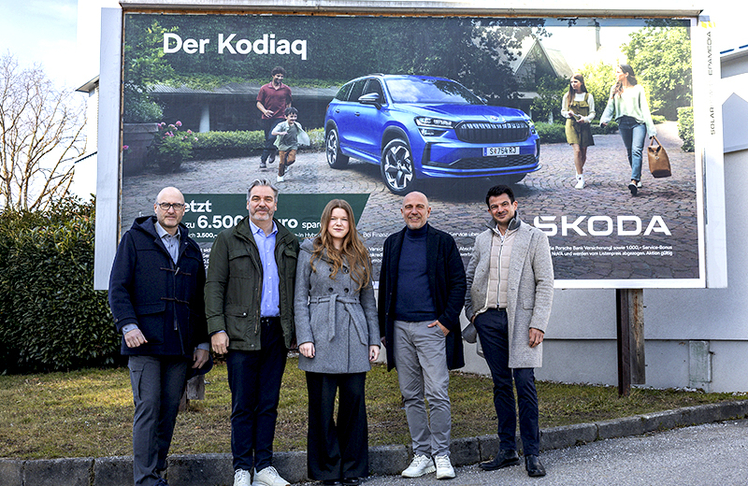V.l.n.r.: Thomas Diesenberger (Leitung Marketing und Produktmarketing Škoda Österreich), Andreas Hochreiter (Leitung Media, Porsche Media & Creative), Helene Gruber (Mediaplanung, Porsche Media & Creative), Thomas Frauenschuh (Regionalleitung EPAMEDIA Salzburg) und Jochen Kaiblinger (Director Regional Sales & Marketing EPAMEDIA).