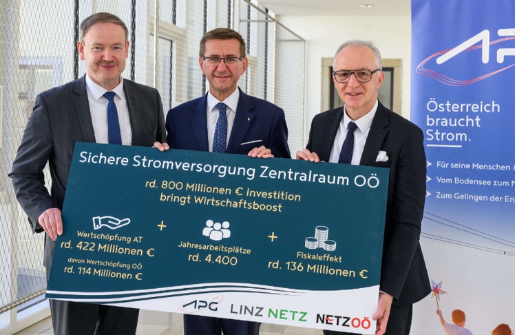 V.l.n.r.: Christian Helmenstein (Mitglied des Vorstandes und Geschäftsführer bei Economica), Markus Achleitner (Wirtschafts- und Energie-Landesrat von Oberösterreich) und Gerhard Christiner (APG-Vorstandssprecher).