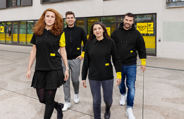 Die neue Dienstkleidung der Filialmitarbeiter:innen, entworfen von Marina Hoermanseder