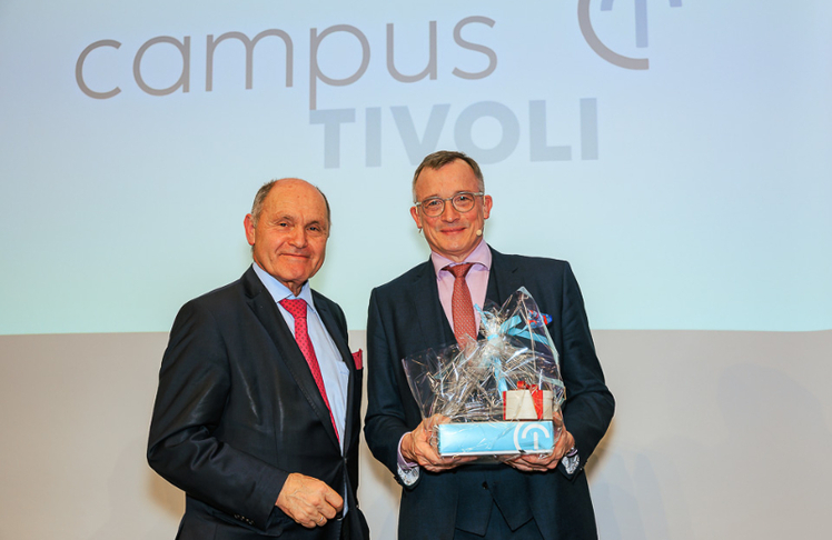 V.l.n.r.: Wolfgang Sobotka (Präsident des Campus Tivoli) mit Andreas Rödder (Historiker, Publizist und Professor für Neueste Geschichte an der Johannes Gutenberg-Universität Mainz).