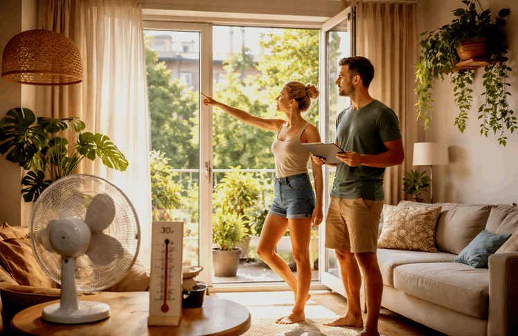 Schattenquote soll Hitze in Wohnungen sichtbar machen (Symbolbild) © KI-generiert mit ChatGPT von OpenAI