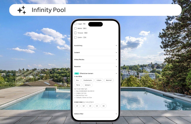 Neue KI-gestützte Bildersuche und Öffi-Filter bei ImmoScout24 © ImmoScout24/© 3SI