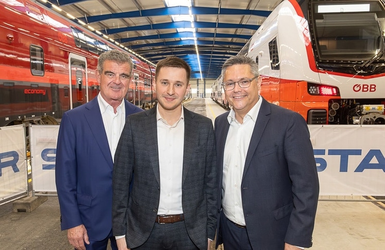 V.l.n.r.: Peter Spuhler, Christoph Hauer (Projektmanager bei Stadler Austria) und Christian Diewald 