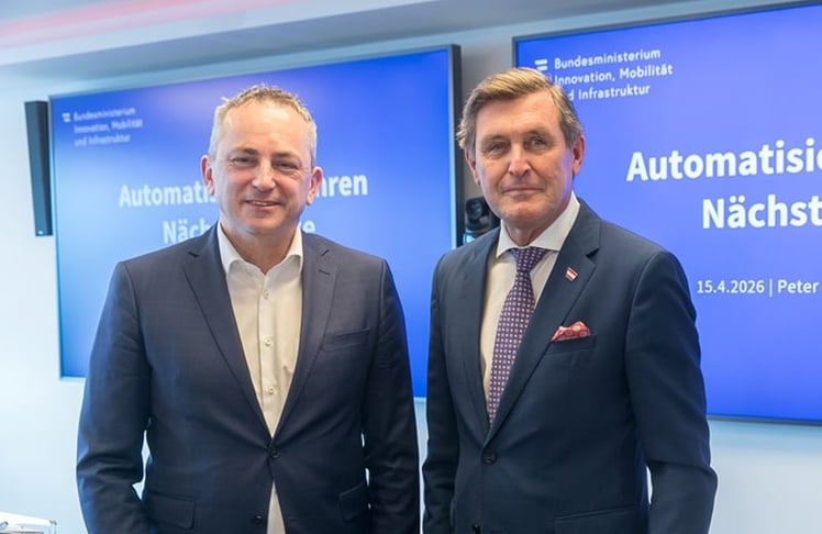 Martin Russ (l.), Geschäftsführer von Austria Tech und Mobilitätsminister Peter Hanke