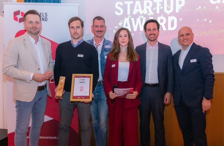 V.l.n.r.: Handelssprecher Rainer Will, V.l.n.r.: Handelssprecher Rainer Will,  Manuel Mertl (Tagbase), Markus Kuntke (Rewe Group), Moderatorin Julia Isabelle Gerber, Bildungsminister Christoph Wiederkehr und Gastronom Luigi Barbaro.