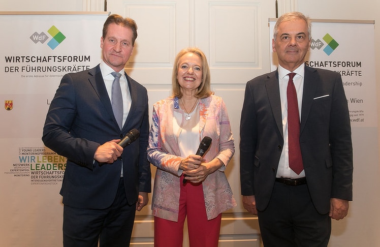 V.l.n.r.: Oliver Stribl (Landesvorsitzender des WdF Wien; Wien Holding), Doris Bösmüller (Landesvorsitzende des WdF Niederösterreich; Bösmüller Print Management) und Johann Pinterits (Landesvorsitzender des WdF Burgenland; GMS Gourmet).