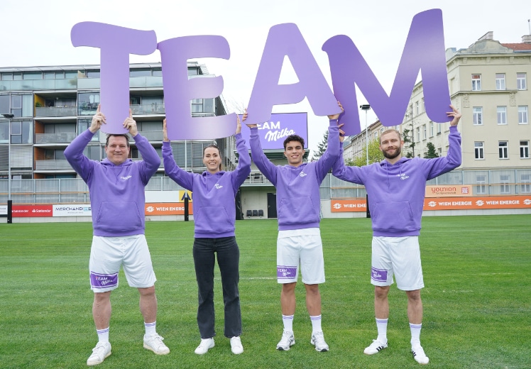 Milka präsentierte Promi-Quartett für das Fußball-WM-Jahr