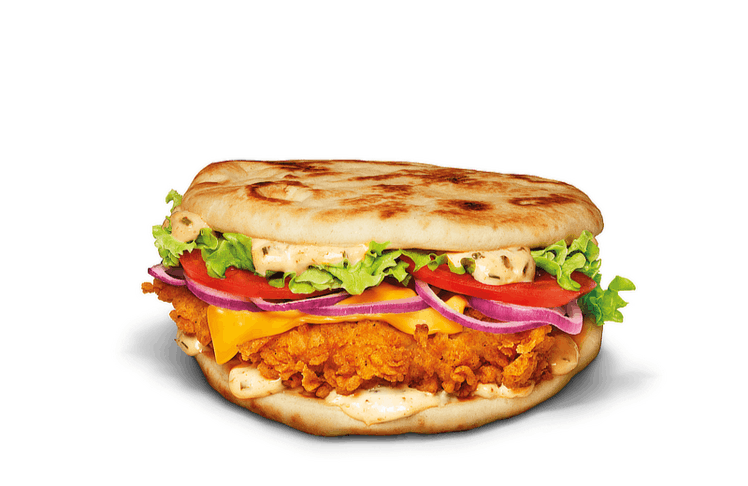 Seit dem 15. April sind zwei unterschiedliche "Crispy Naan" bei KFC erhältlich. Zum einen das "Crispy Naan Creamy & Cheese"..