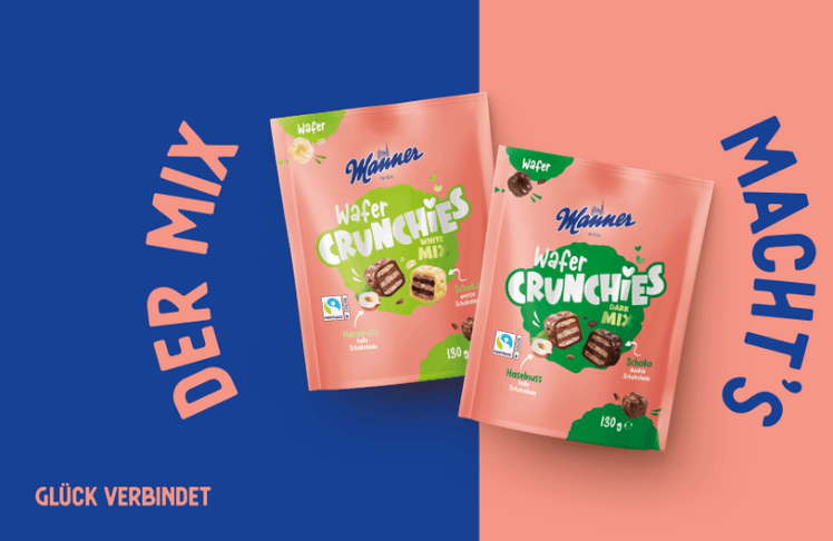 Manner präsentiert die neuen Manner Wafer Crunchies. 