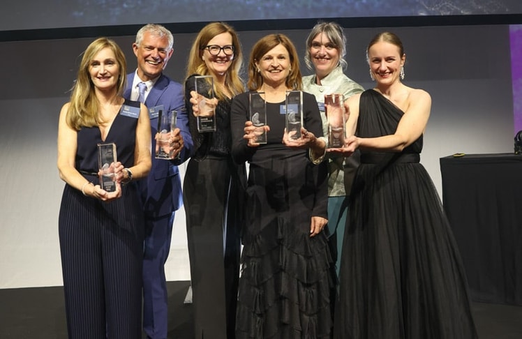 Best Brands Gewinner:innen (v.l.n.r.): Yasmin Brimo Hajek (Miele Regional Director Marketing DACH), Markus Marek (Kelly Geschäftsführer), Maja Kölich (Erste Bank und Sparkasse Leiterin Brand Management), Monika Eder (Miele Geschäftsführerin), Gudrun Zeilinger (Markenleitung VW PKW), Lisa Bilek-Knöbl (Social Activation Lead Nivea) © Katharina Schiffl/Best Brands Awards