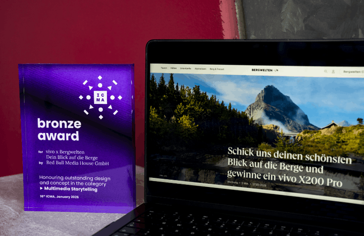 ICM Award in Bronze für "vivo x Bergwelten - Dein Blick auf die Berge" in der Kategorie "Multimedia Storytelling".