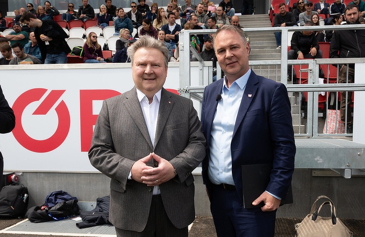 Wiens Bürgermeister Michael Ludwig (links) und Vizekanzler und Sportminister Andreas Babler © LEADERSNET/C. M. Stowasser