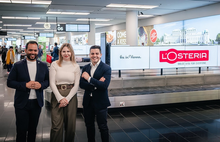 V.l.n.r.: Rafi Rahman (Co-Founder, Rcales), Tanja Koll (Senior Marketing Managerin, Rcales) und Ebrahim Ivo Radwan (Co-Founder, Rcales) am Flughafen Wien.