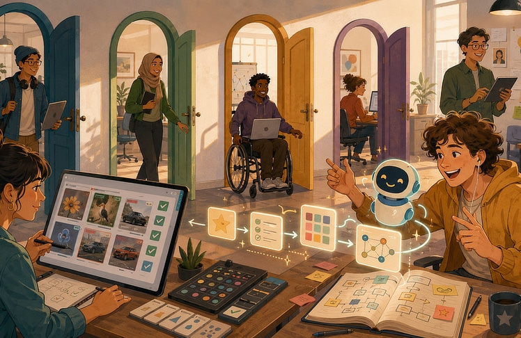 Zwischen Daten, Strukturen und neuen Arbeitsmodellen entstehen durch KI auch neue Zugänge zum Arbeitsmarkt. (Symbolbild) © KI-generiert mit ChatGPT von OpenAI