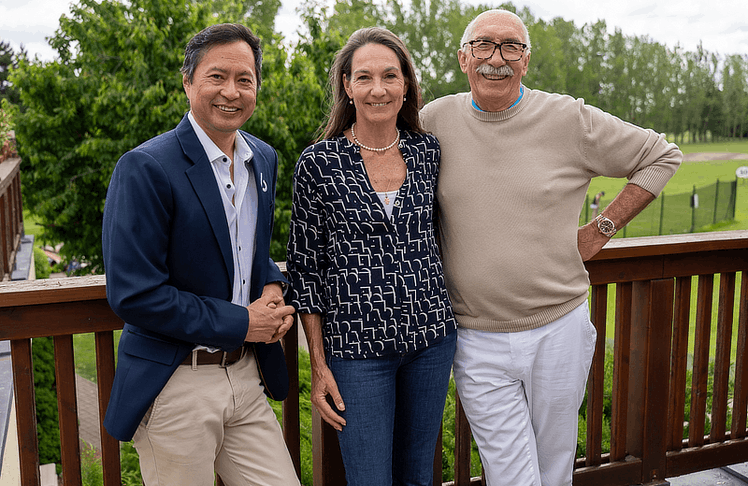 V.l.n.r.: Präsident Kwang Min Rhee und die Positionierungsexperten Carola Kohler und Roman Kreitner