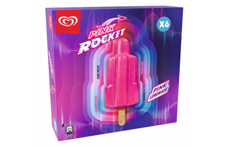 Bei "Pink Rocket" handelt es sich um ein Wassereis in der Geschmacksrichtung Pink Lemonade mit Himbeer- und Zitronengeschmack. © Eskimo